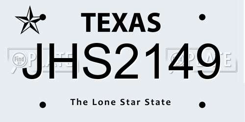 JHS2149 Texas License Plate