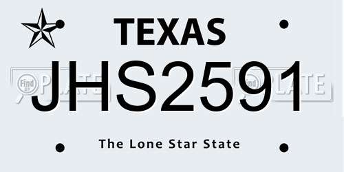 JHS2591 Texas License Plate