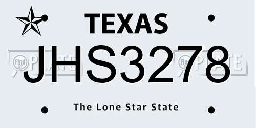 JHS3278 Texas License Plate