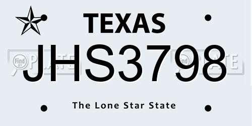 JHS3798 Texas License Plate