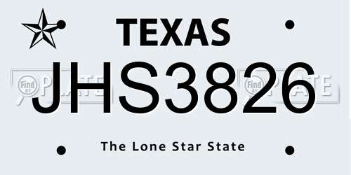 JHS3826 Texas License Plate