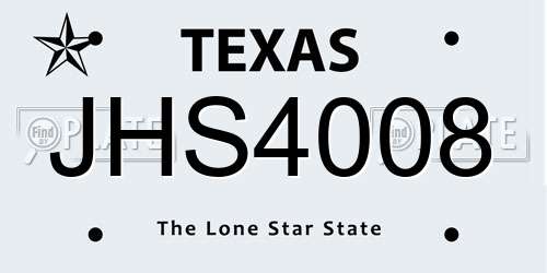 JHS4008 Texas License Plate