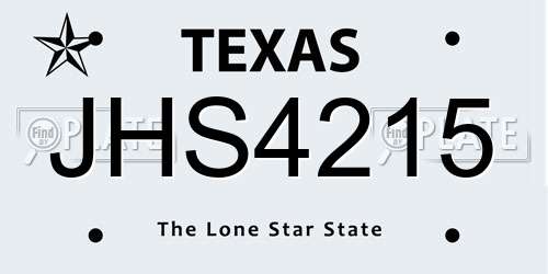 JHS4215 Texas License Plate