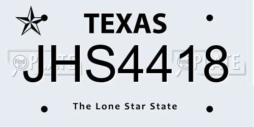 JHS4418 Texas License Plate