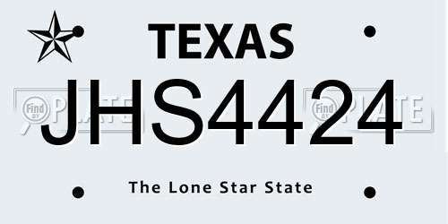 JHS4424 Texas License Plate