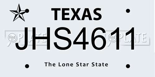 JHS4611 Texas License Plate