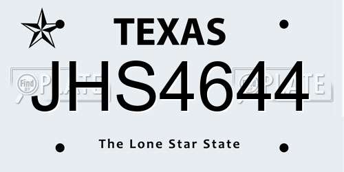 JHS4644 Texas License Plate