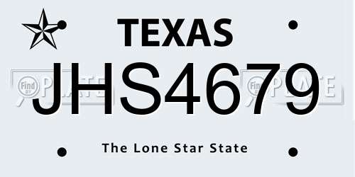 JHS4679 Texas License Plate