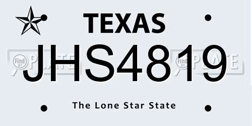JHS4819 Texas License Plate