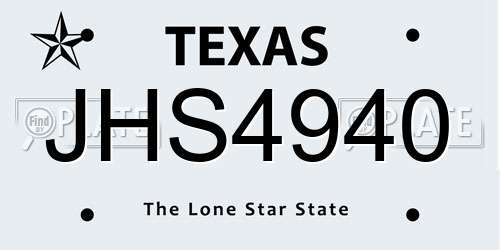 JHS4940 Texas License Plate