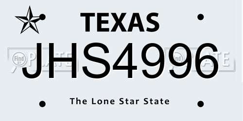 JHS4996 Texas License Plate