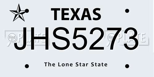JHS5273 Texas License Plate