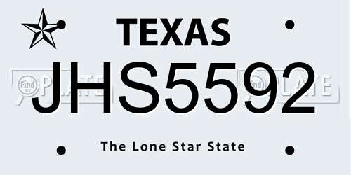JHS5592 Texas License Plate