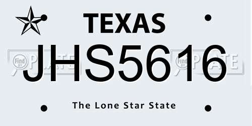 JHS5616 Texas License Plate