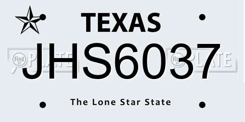 JHS6037 Texas License Plate