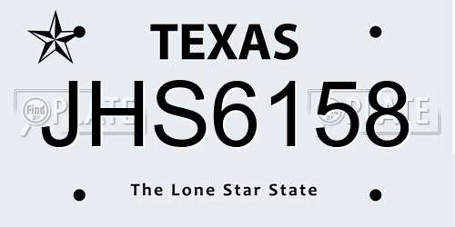 JHS6158 Texas License Plate