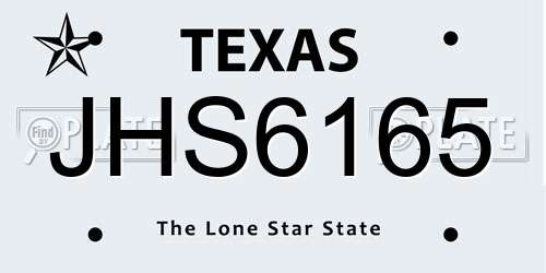 JHS6165 Texas License Plate