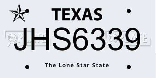 JHS6339 Texas License Plate