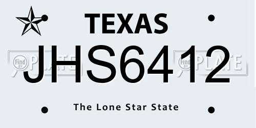 JHS6412 Texas License Plate