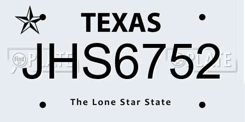 JHS6752 Texas License Plate