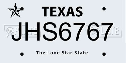 JHS6767 Texas License Plate
