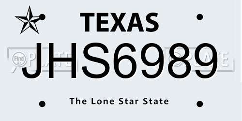 JHS6989 Texas License Plate