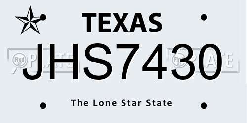 JHS7430 Texas License Plate
