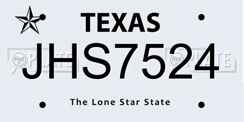 JHS7524 Texas License Plate
