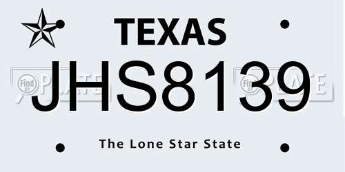 JHS8139 Texas License Plate
