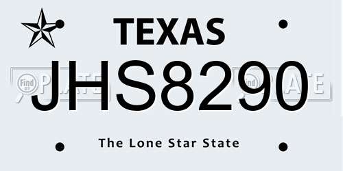 JHS8290 Texas License Plate