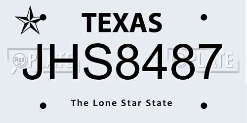 JHS8487 Texas License Plate