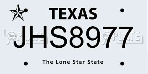 JHS8977 Texas License Plate