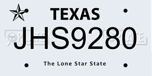 JHS9280 Texas License Plate