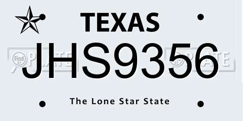 JHS9356 Texas License Plate