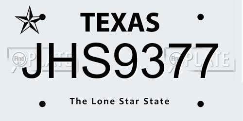 JHS9377 Texas License Plate