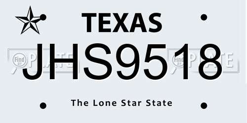 JHS9518 Texas License Plate