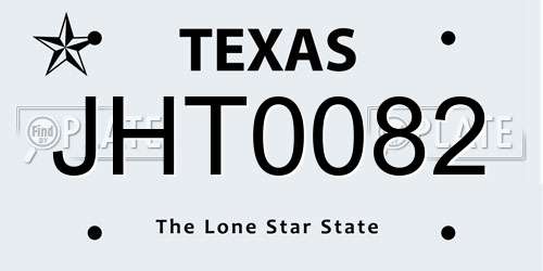 JHT0082 Texas License Plate