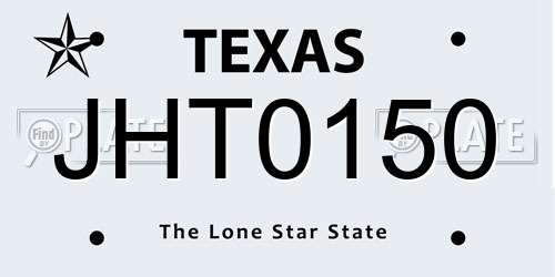 JHT0150 Texas License Plate