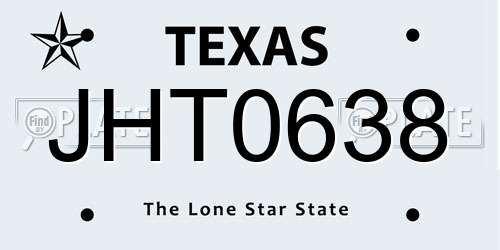 JHT0638 Texas License Plate