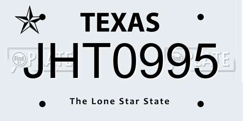 JHT0995 Texas License Plate