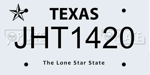 JHT1420 Texas License Plate