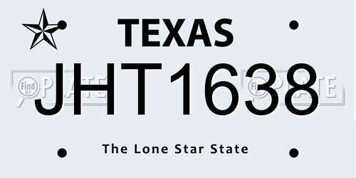 JHT1638 Texas License Plate