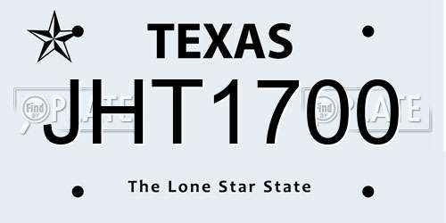 JHT1700 Texas License Plate