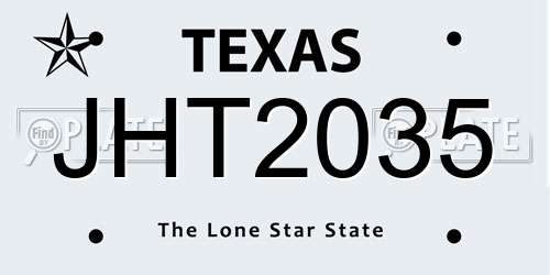 JHT2035 Texas License Plate