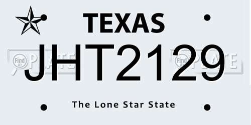 JHT2129 Texas License Plate
