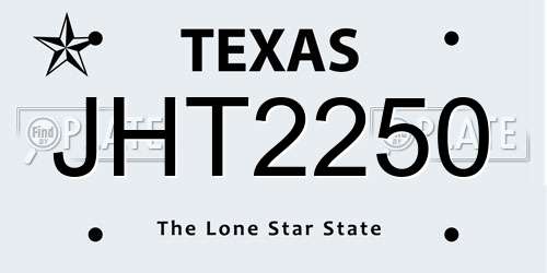 JHT2250 Texas License Plate