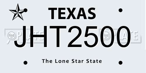 JHT2500 Texas License Plate