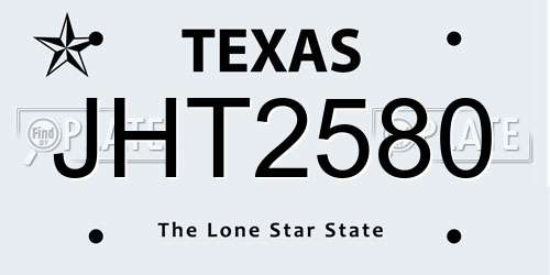 JHT2580 Texas License Plate