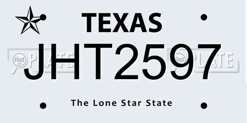 JHT2597 Texas License Plate