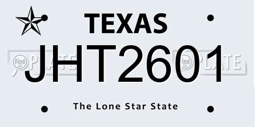 JHT2601 Texas License Plate